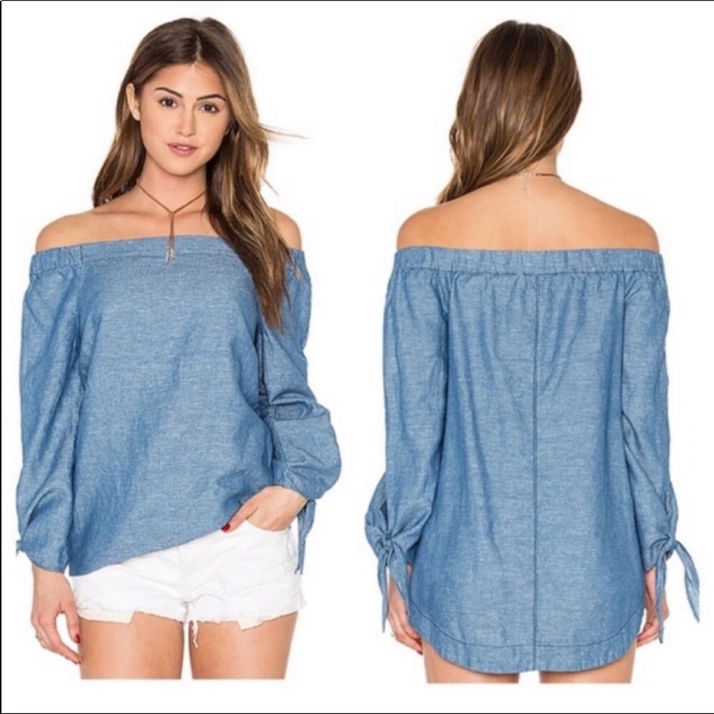Free People Chambray Off The Shoulder Top